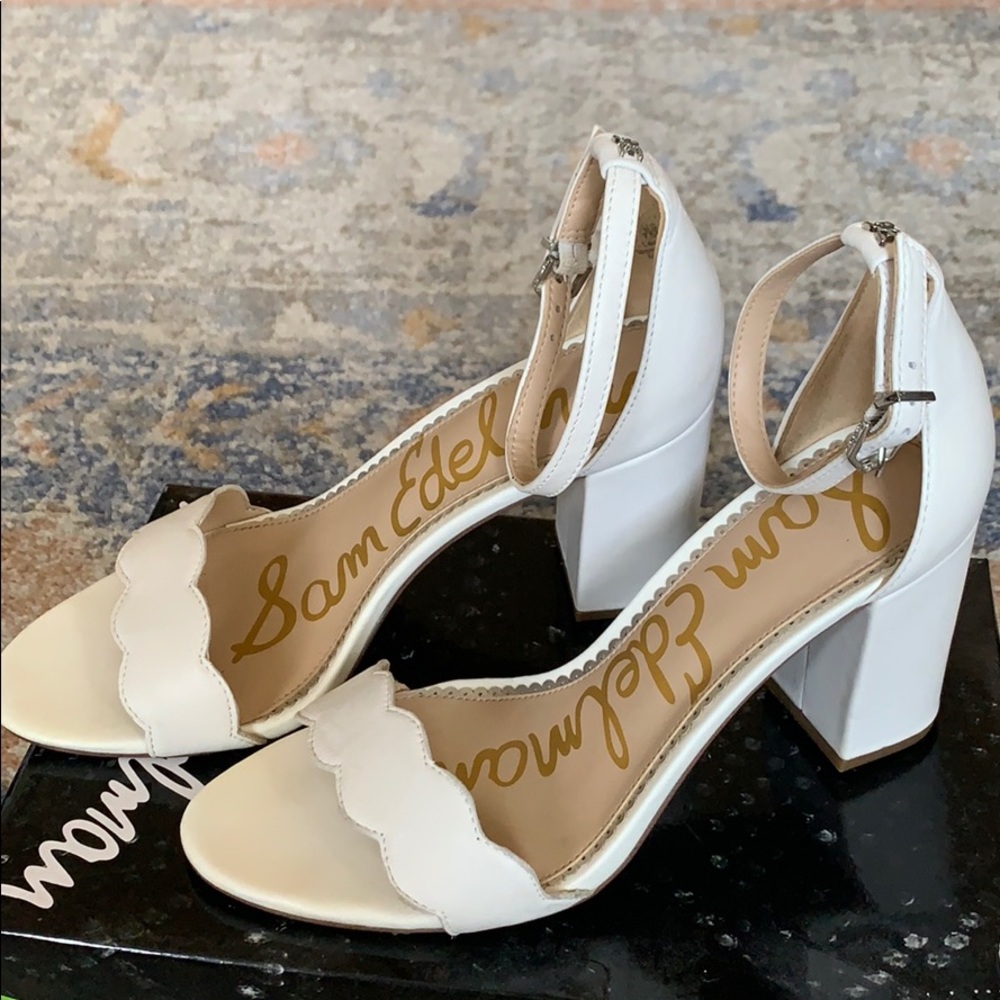 White block heel sandal